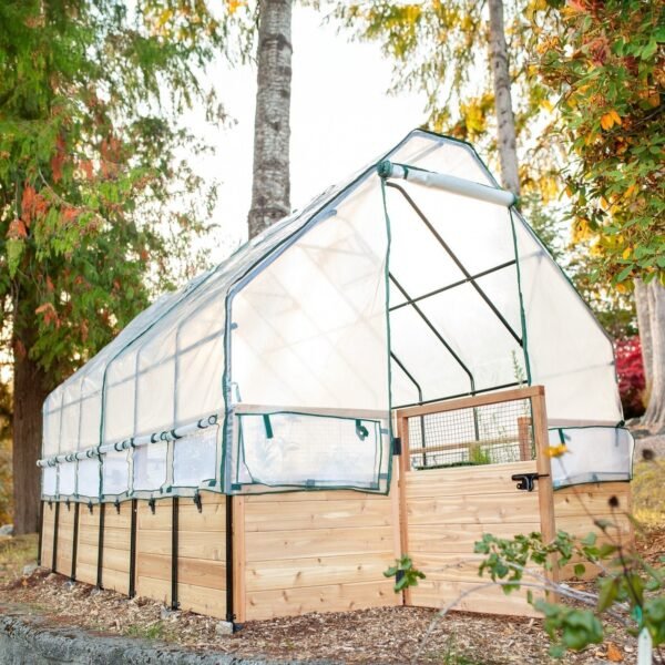 Cedar Complete Raised Garden Bed Kit with Greenhouse Cover 8′ x 12′