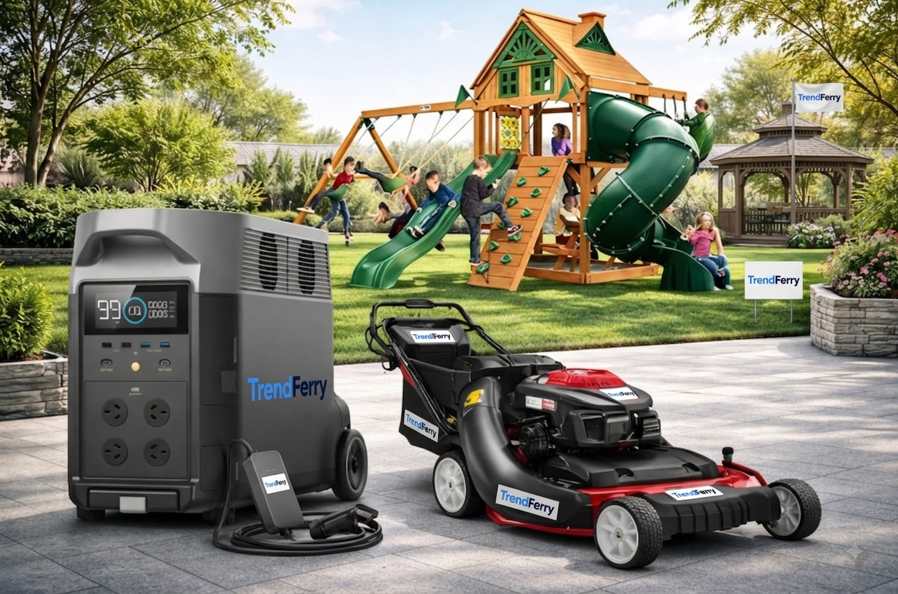 Portable power station and mower for home and garden